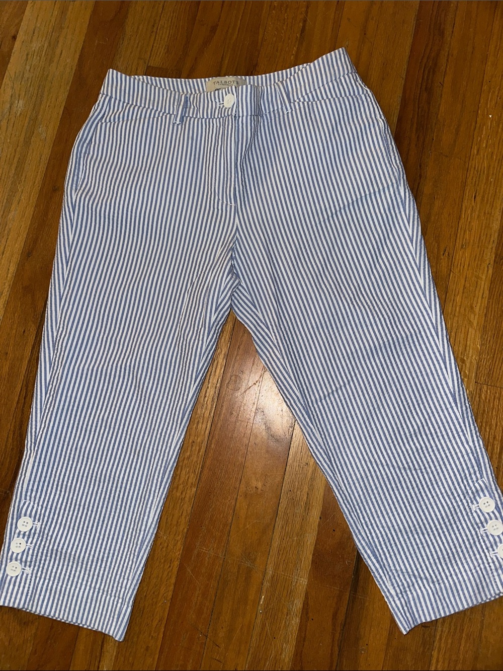 Talbots Women’s Blue and White Striped Cotton Capris Size 2P